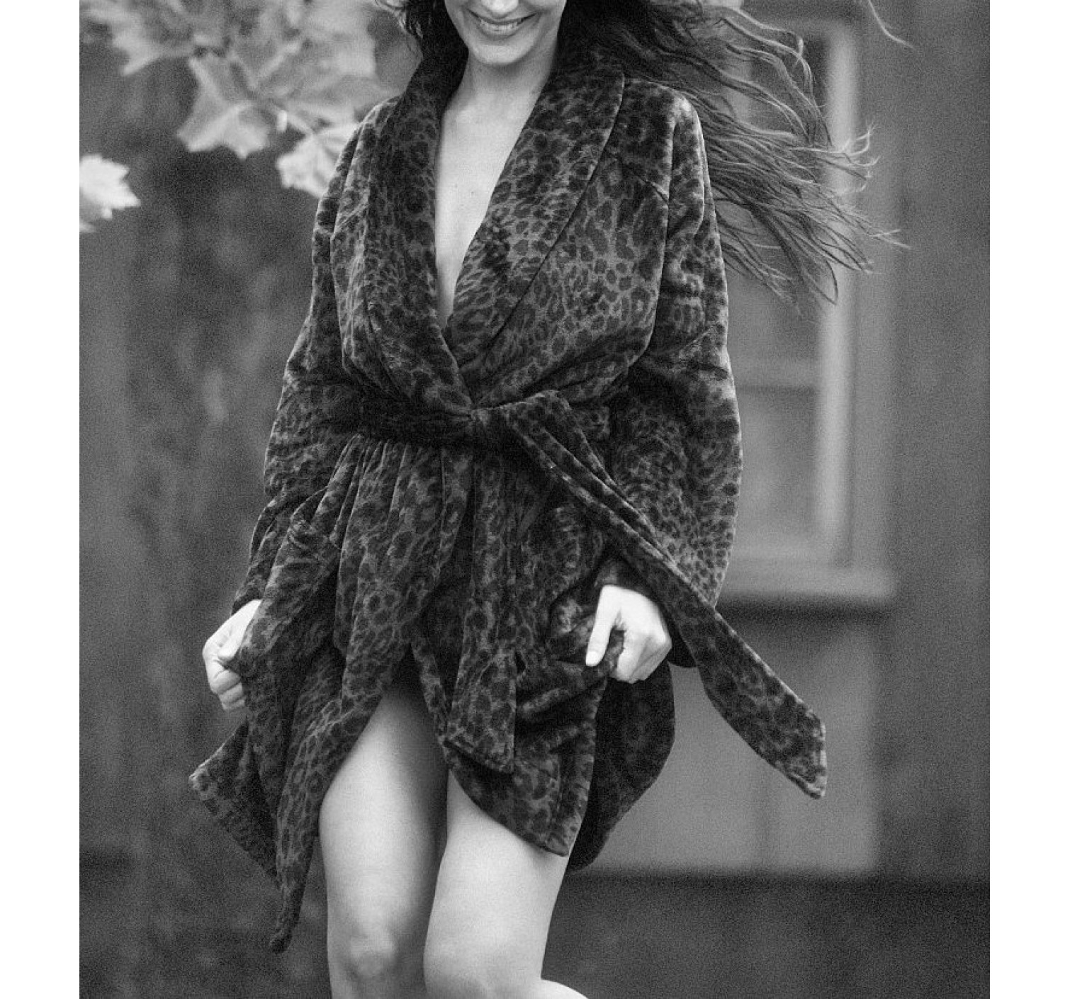 Халат Victoria's Secret Logo Long Cozy Robe Black Leopard