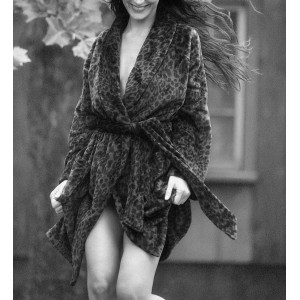 Халат Victoria's Secret Logo Long Cozy Robe Black Leopard