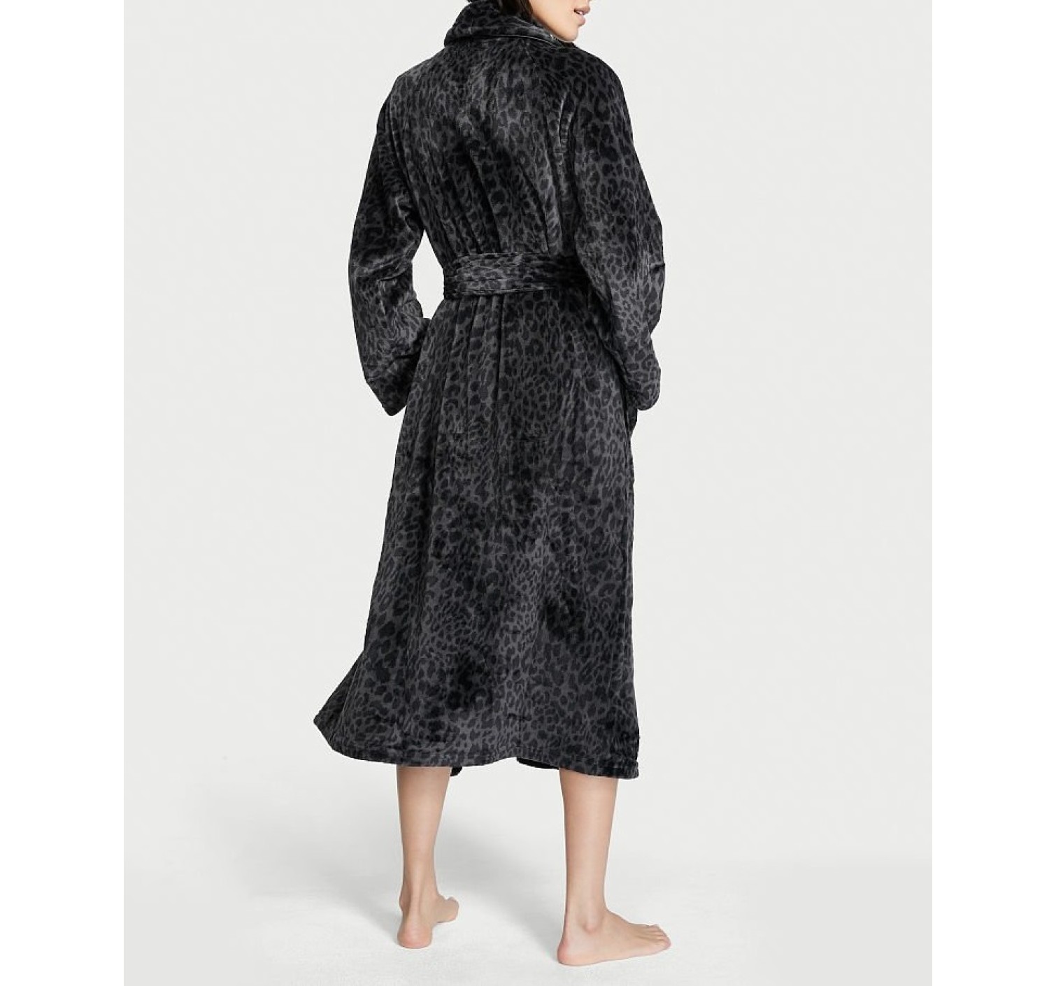 Халат Victoria's Secret Logo Long Cozy Robe Black Leopard