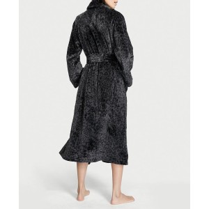 Халат Victoria's Secret Logo Long Cozy Robe Black Leopard