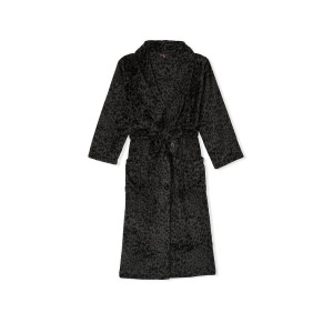 Халат Victoria's Secret Logo Long Cozy Robe Black Leopard
