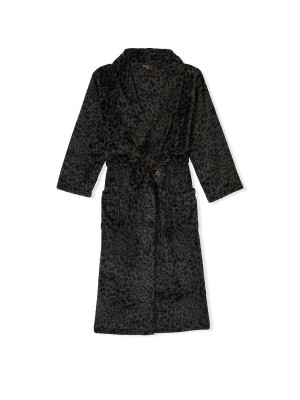 Халат Victoria’s Secret Logo Long Cozy Robe Black Leopard