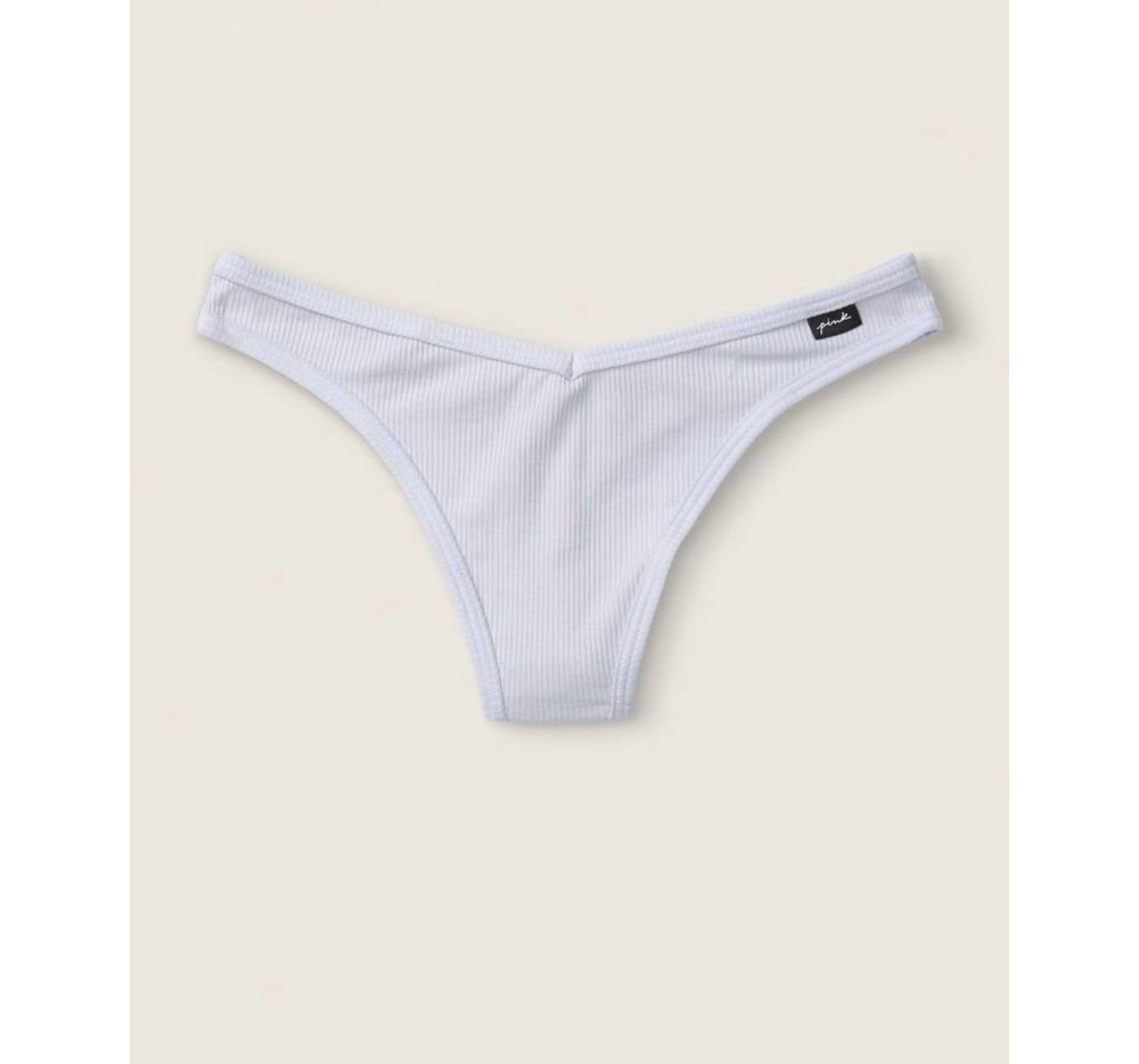 Трусики стрінги Victoria's Secret PINK Blue Ribbed Cotton Thong Panty