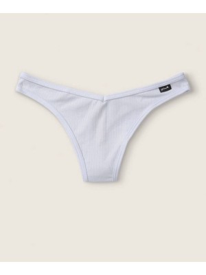 Трусики стрінги Victoria's Secret PINK Blue Ribbed Cotton Thong Panty