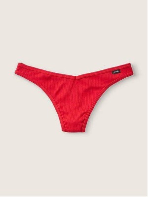 Трусики стрінги Victoria's Secret PINK Red Ribbed Cotton