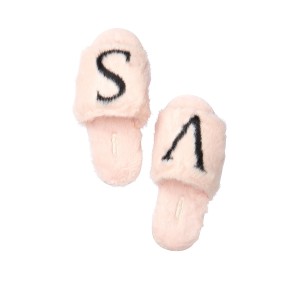 Домашні капці Victoria's Secret Logo Faux Fur Slippers Rose