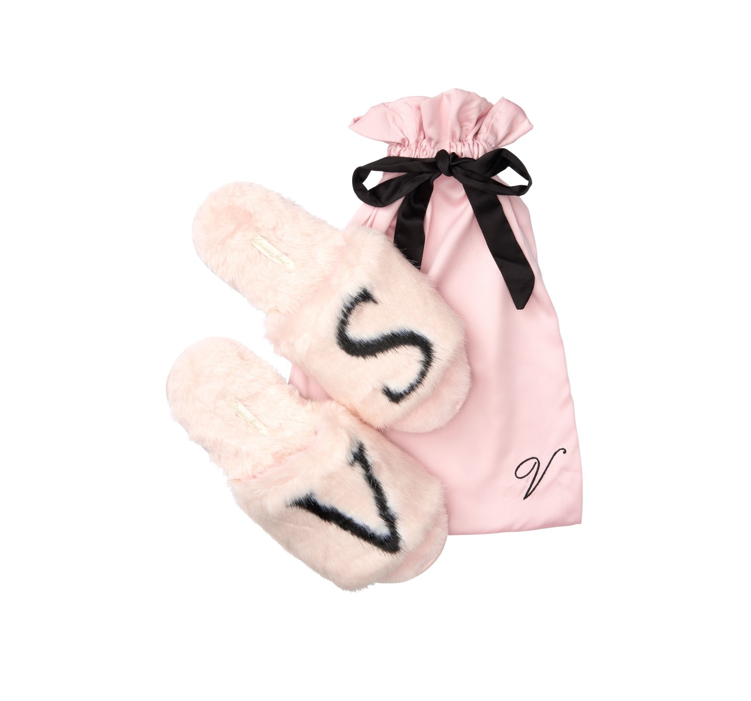 Домашні капці Victoria's Secret Logo Faux Fur Slippers Rose