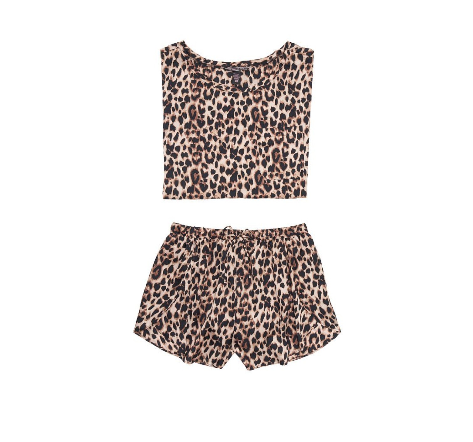 Піжама VS The Satin Oversized T-Shirt &amp; Petal Short PJ Set Leopard