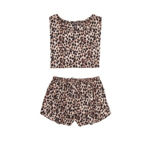 Піжама VS The Satin Oversized T-Shirt &amp; Petal Short PJ Set Leopard