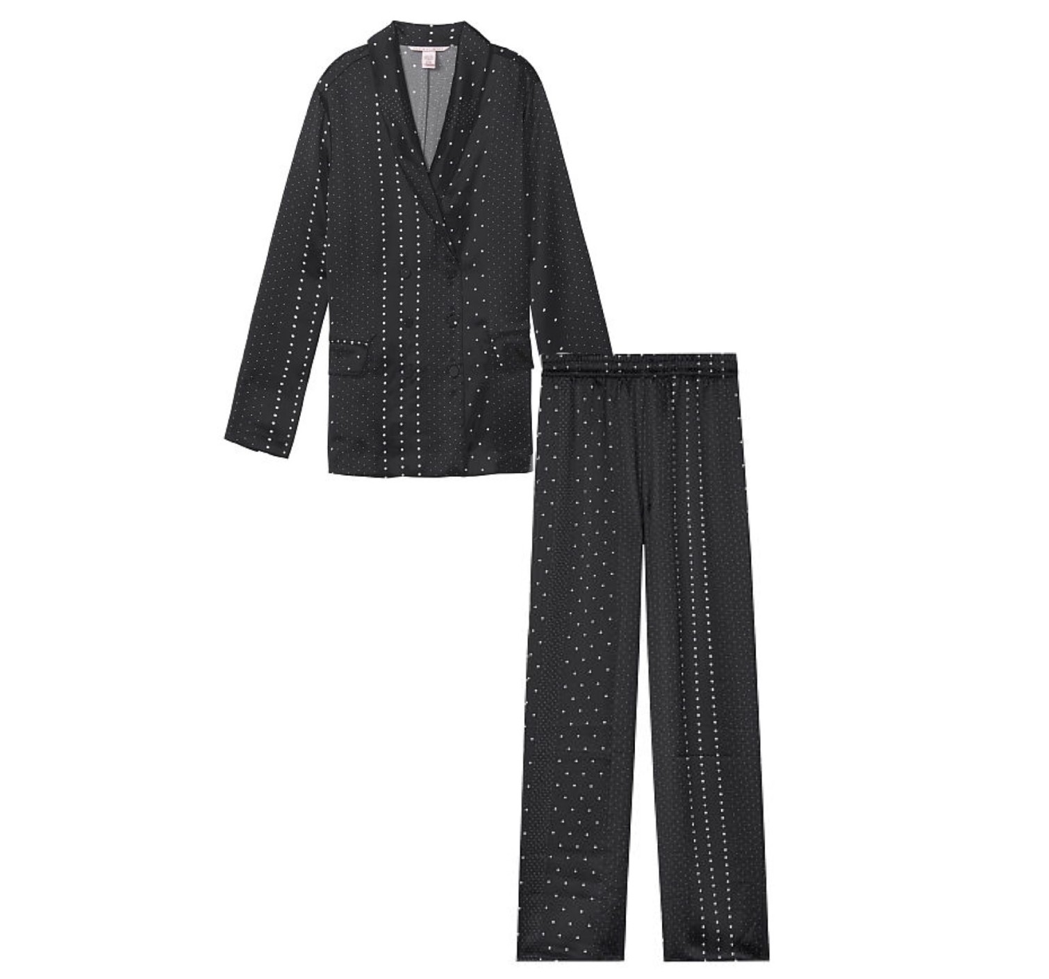 Піжама Victorias Secret The Satin Long PJ Set Black &  White dot