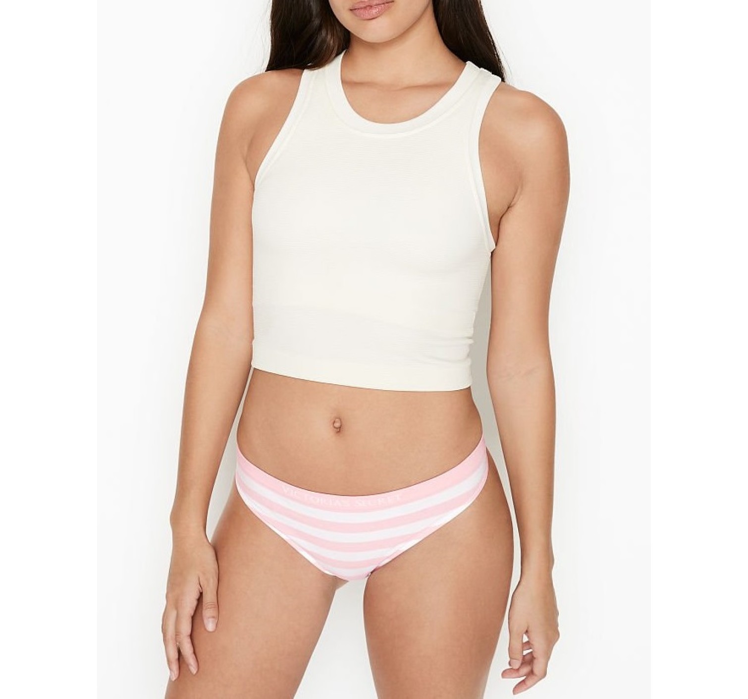 Трусики Victoria's Secret Seamless Thong Panty Pink Stripes