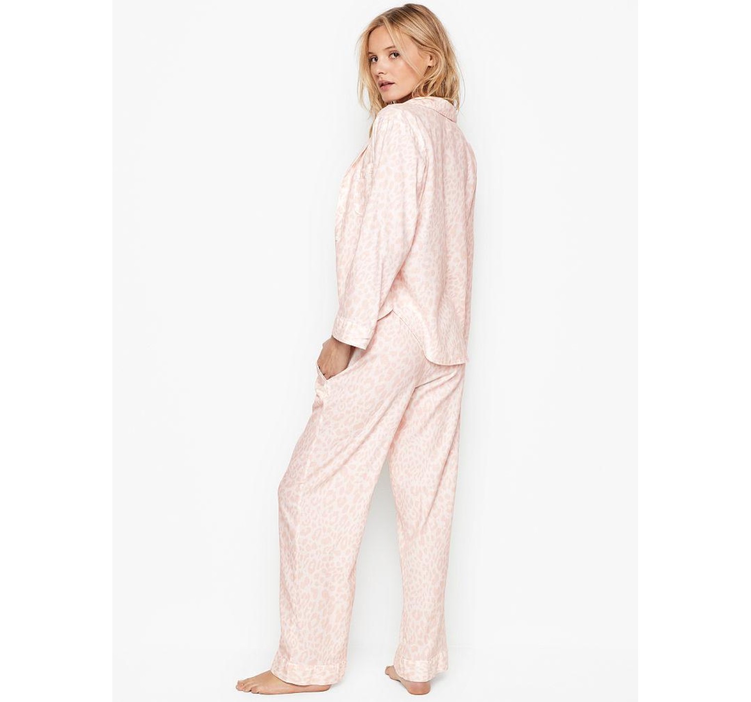 Піжама Victoria's Secret Flannel Long PJ Set Shadow Leopard White