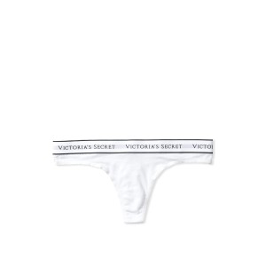 Трусики VS Stretch Cotton Logo White Thong Panty
