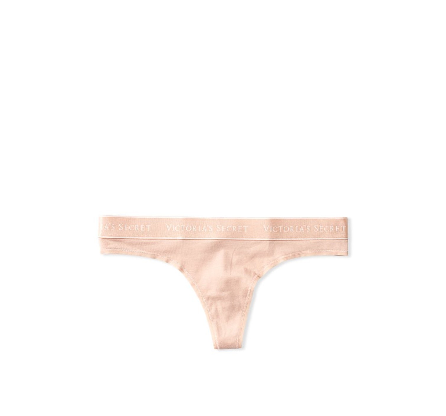 Трусики VS Stretch Cotton Logo Beige Thong Panty