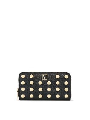 Victoria’s Secret The Victoria Zip Wallet Black & Gold dot
