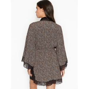 Халат Victoria's Secret Supersoft Lace trim Leopard Robe