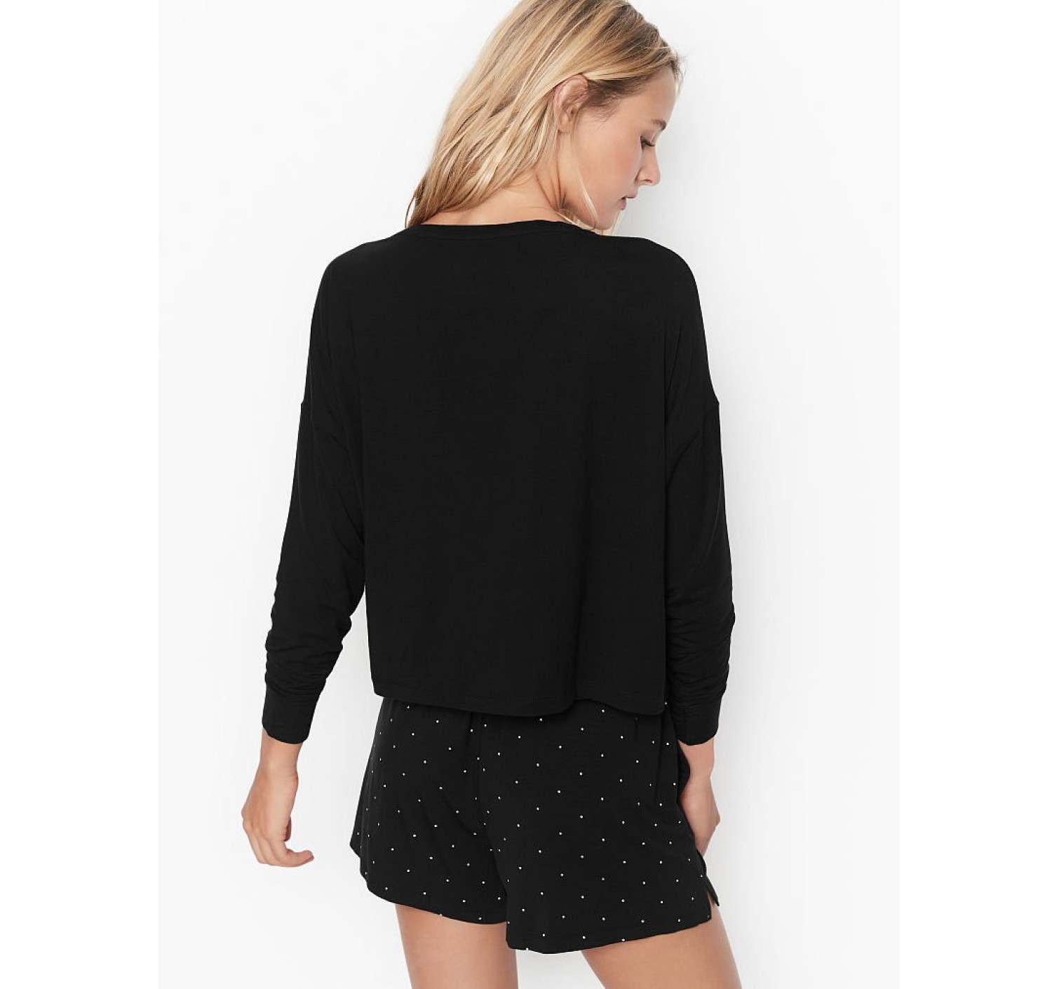 Піжама Victoria's Secret Black Modal Short Pj Set White Dot