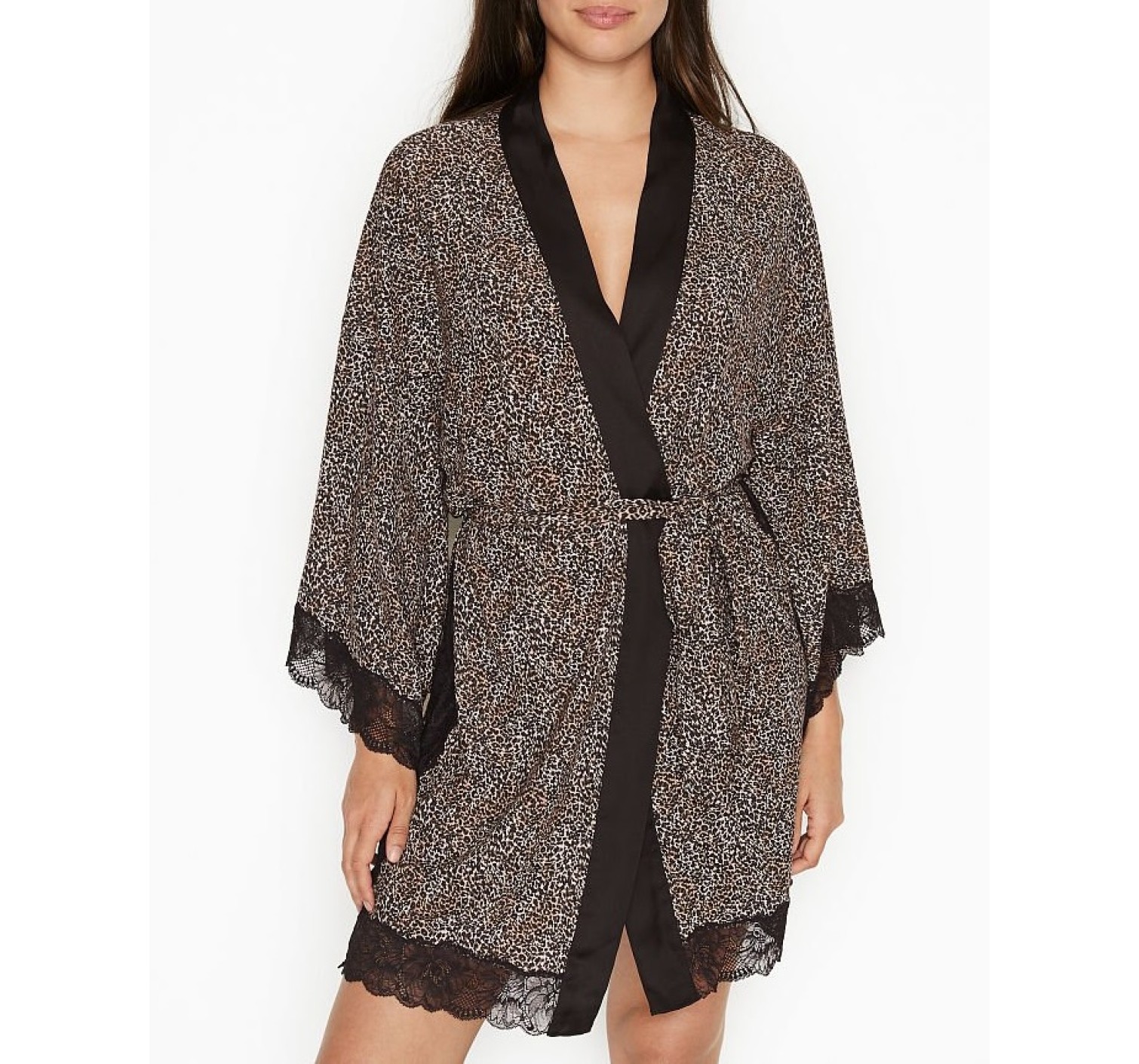 Халат Victoria's Secret Supersoft Lace trim Leopard Robe