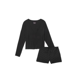 Піжама Victoria's Secret Black Modal Short Pj Set White Dot
