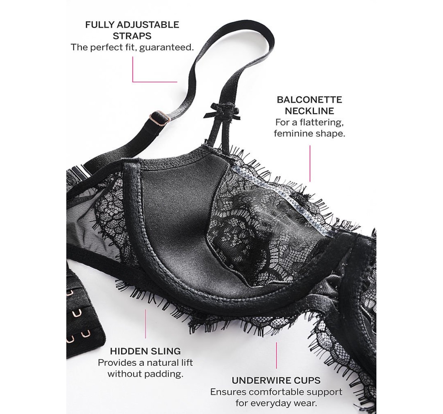 Боді Victoria's Secret Very Sexy Black Lace Lightly Lined Logo Shine Strap Teddy