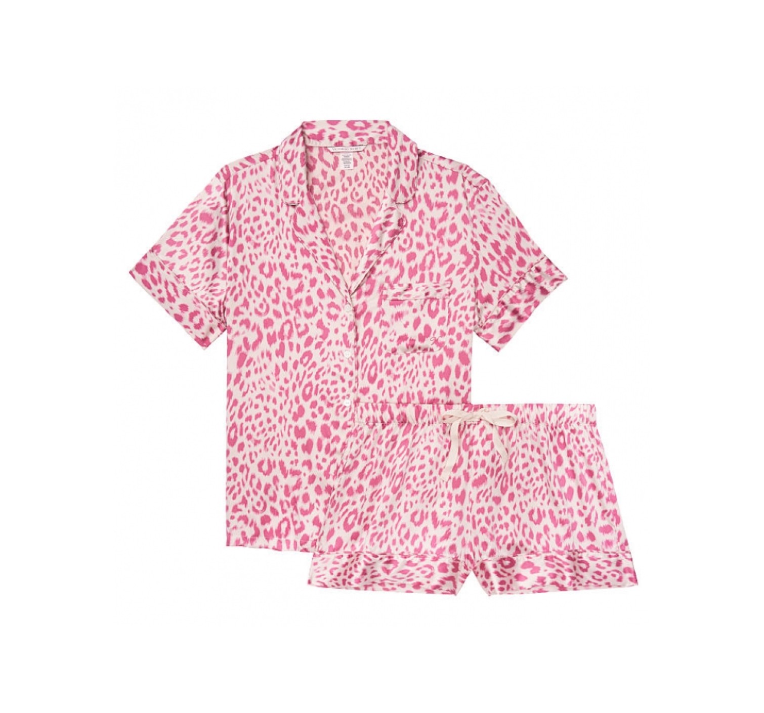 Піжама VS Satin Short PJ Set Pink leopard