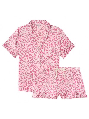 Піжама VS Satin Short PJ Set Pink leopard