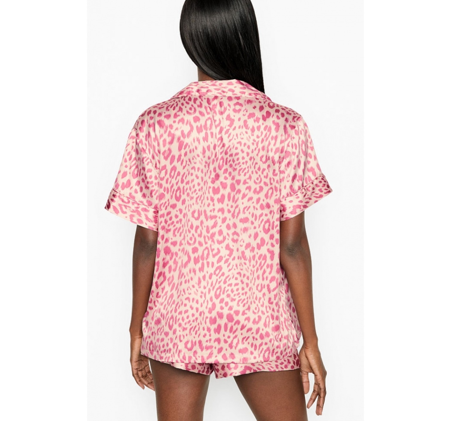 Піжама VS Satin Short PJ Set Pink leopard