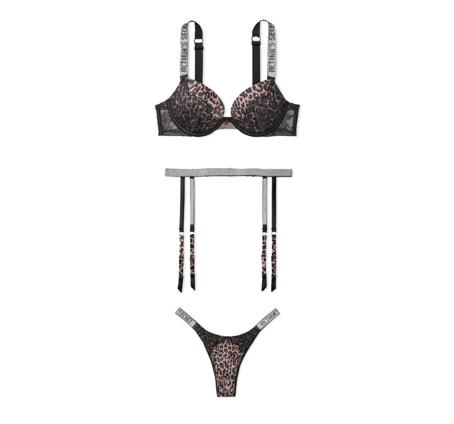 Пояс Victoria's Secret VERY SEXY Shine Strap Garter Belt Leopard Lace