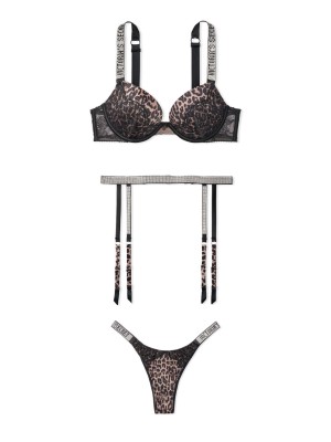Комплект білизни VS Very Sexy Leopard Lace Shine Strap Bra set & Garter Belt