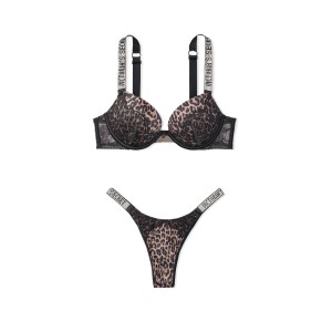 Комплект білизни VS Very Sexy Leopard Lace Shine Strap Push-up Bra set