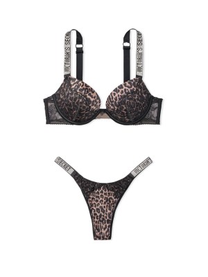 Комплект білизни VS Very Sexy Leopard Lace Shine Strap Push-up Bra set