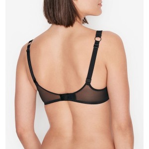 Комплект белья VS Unlined Black Lace Shine Strap Balconette Bra set