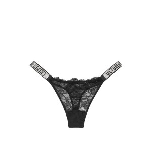 Комплект белья VS Unlined Black Lace Shine Strap Balconette Bra set