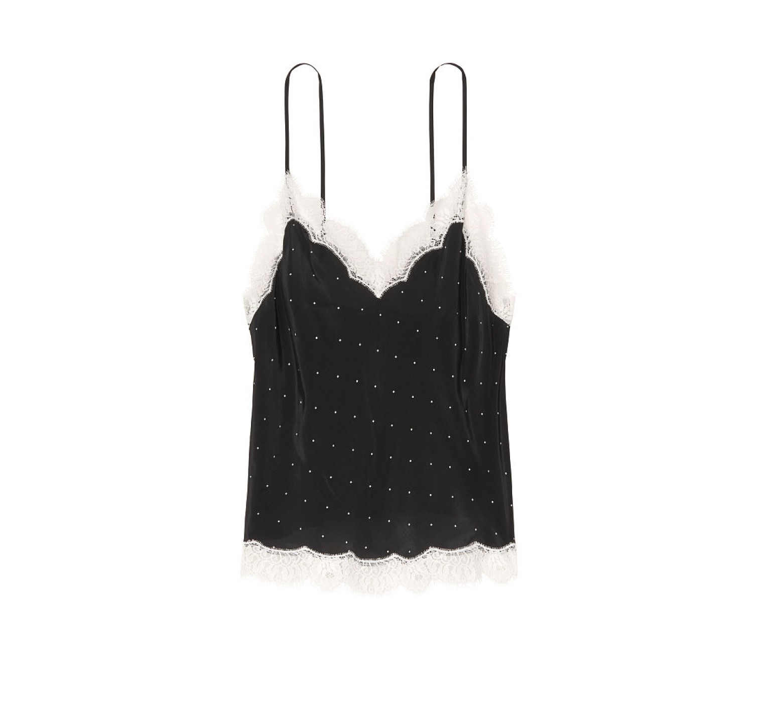 Піжама Victoria's Secret Long Black Cami Set White Lace
