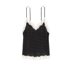Піжама Victoria's Secret Long Black Cami Set White Lace