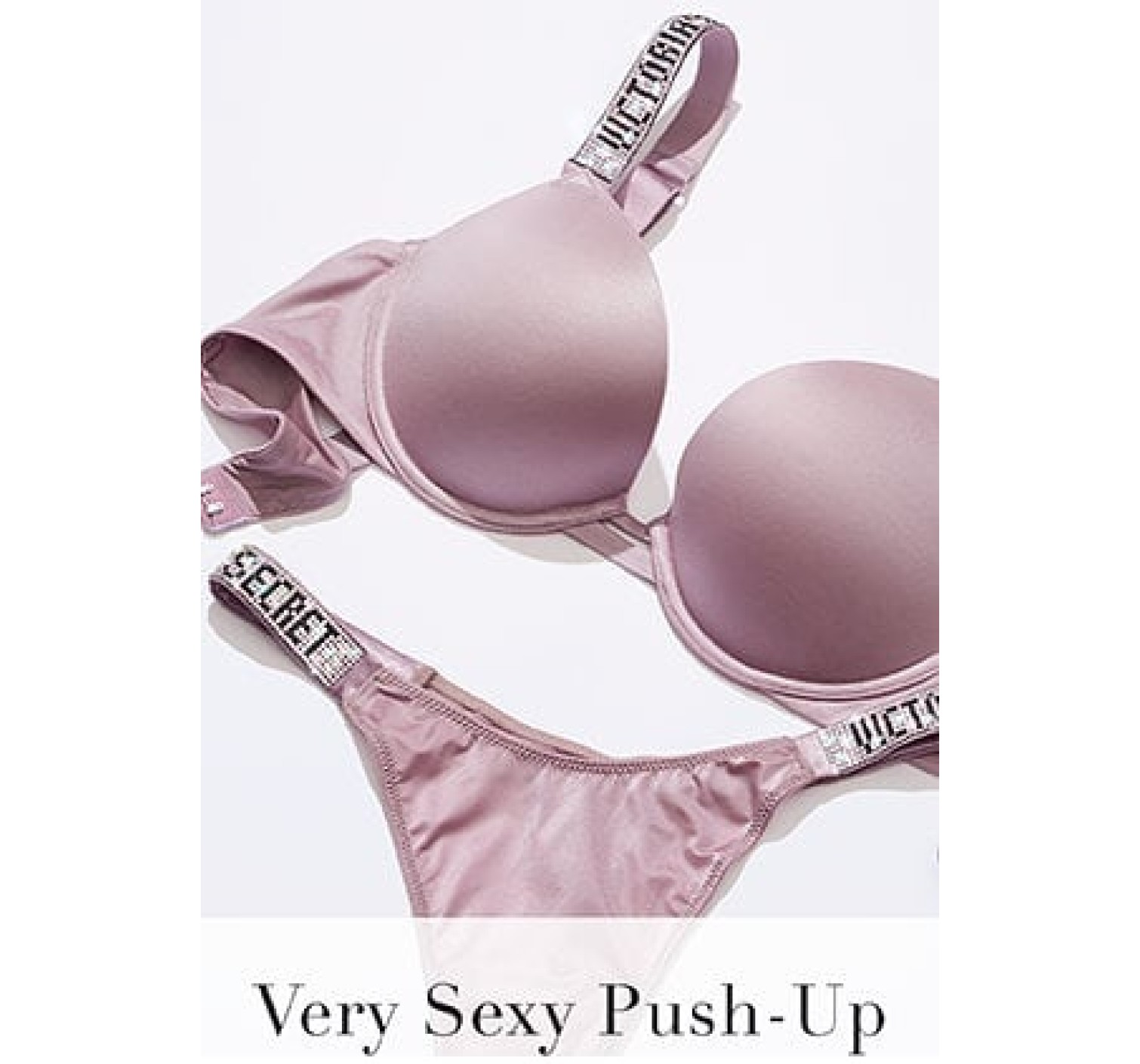 Комплект белья VS Very Sexy Push-up Bra Shine Strap Mauve Smoke