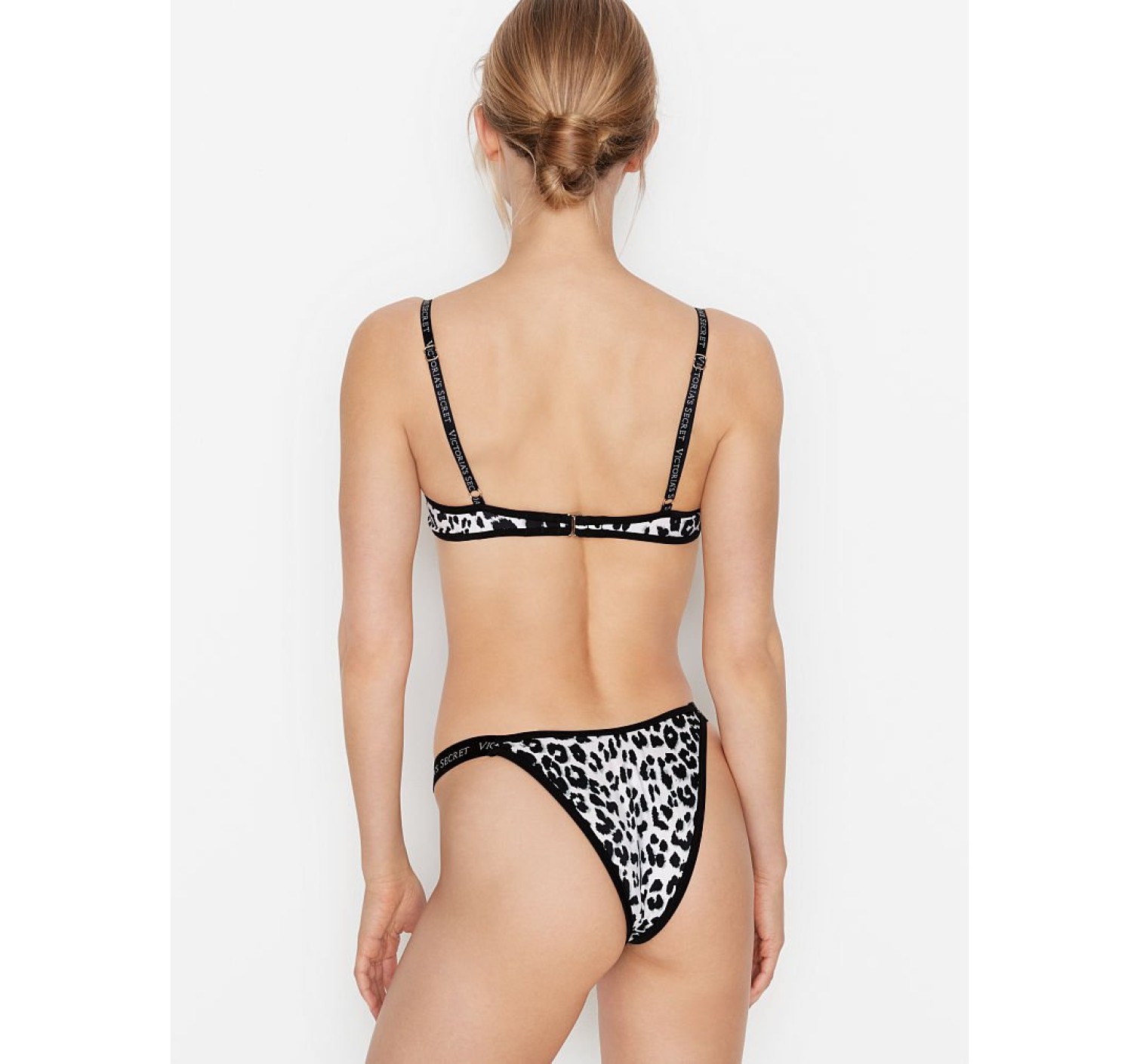 Купальник VS Logo Classic Strap Push-up White Leopard print
