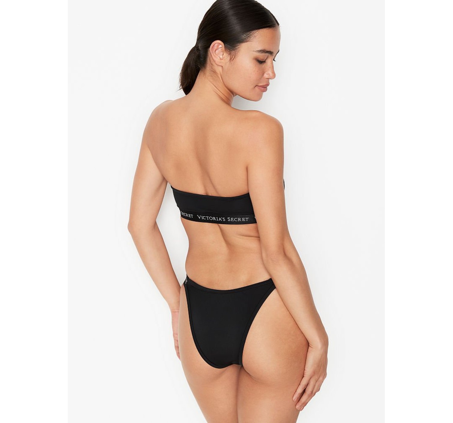 Купальник VS Classic Logo Strap Bandeau top & Brazilian panty