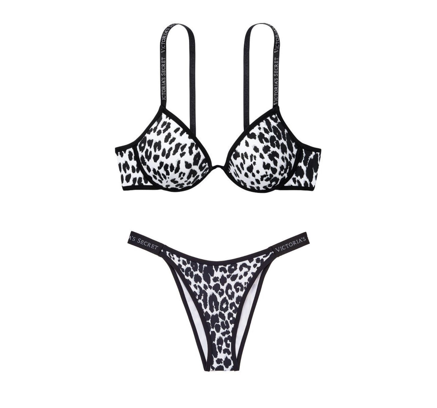 Купальник VS Logo Classic Strap Push-up White Leopard print