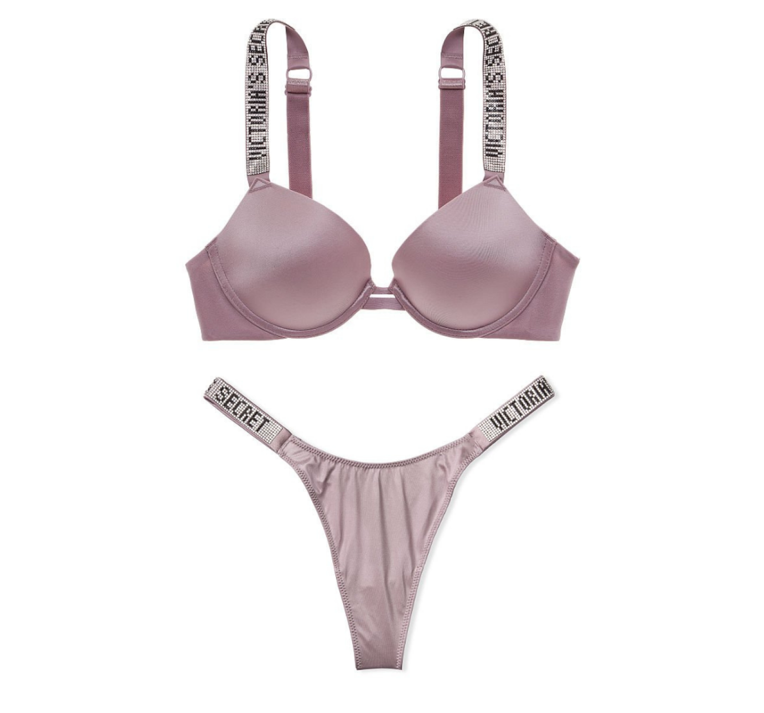 Комплект белья VS Very Sexy Push-up Bra Shine Strap Mauve Smoke