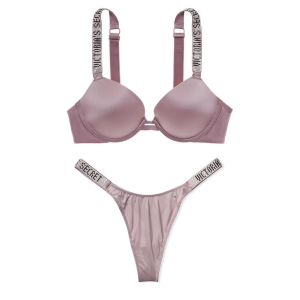 Комплект белья VS Very Sexy Push-up Bra Shine Strap Mauve Smoke