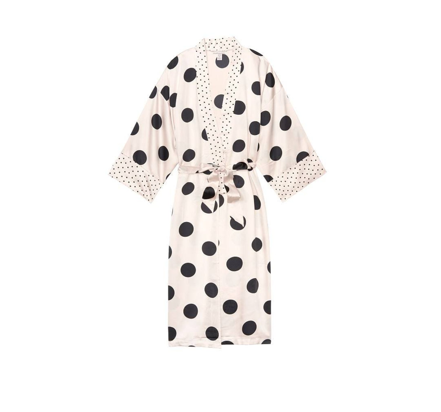 Халат Victoria's Secret Satin White Kimono print Black Dot