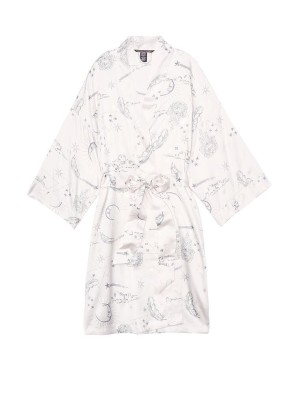 Халат Victoria’s Secret The Satin White Kimono print Stars