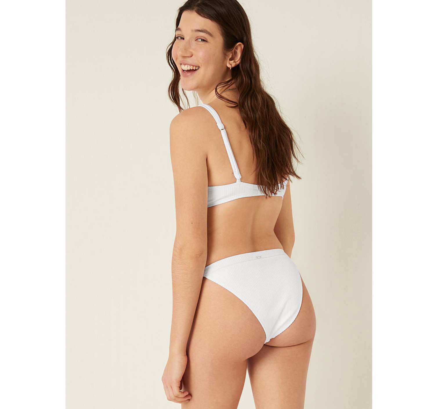 Купальник PINK Victoria's Secret push-up Swim Ribbed White Top