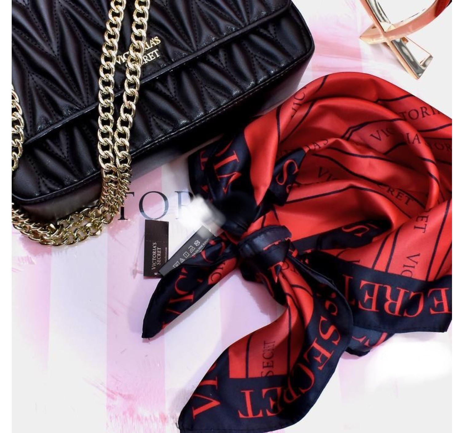 Сатиновий шарф Victoria's Secret RED logo VS
