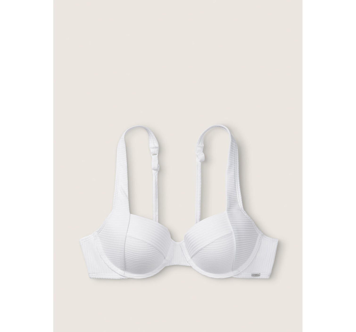 Купальник PINK Victoria's Secret push-up Swim Ribbed White Top
