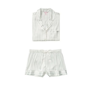 Сатинова піжама VS The Satin Short PJ Set Blue Stripe