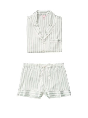 Сатинова піжама VS The Satin Short PJ Set Blue Stripe