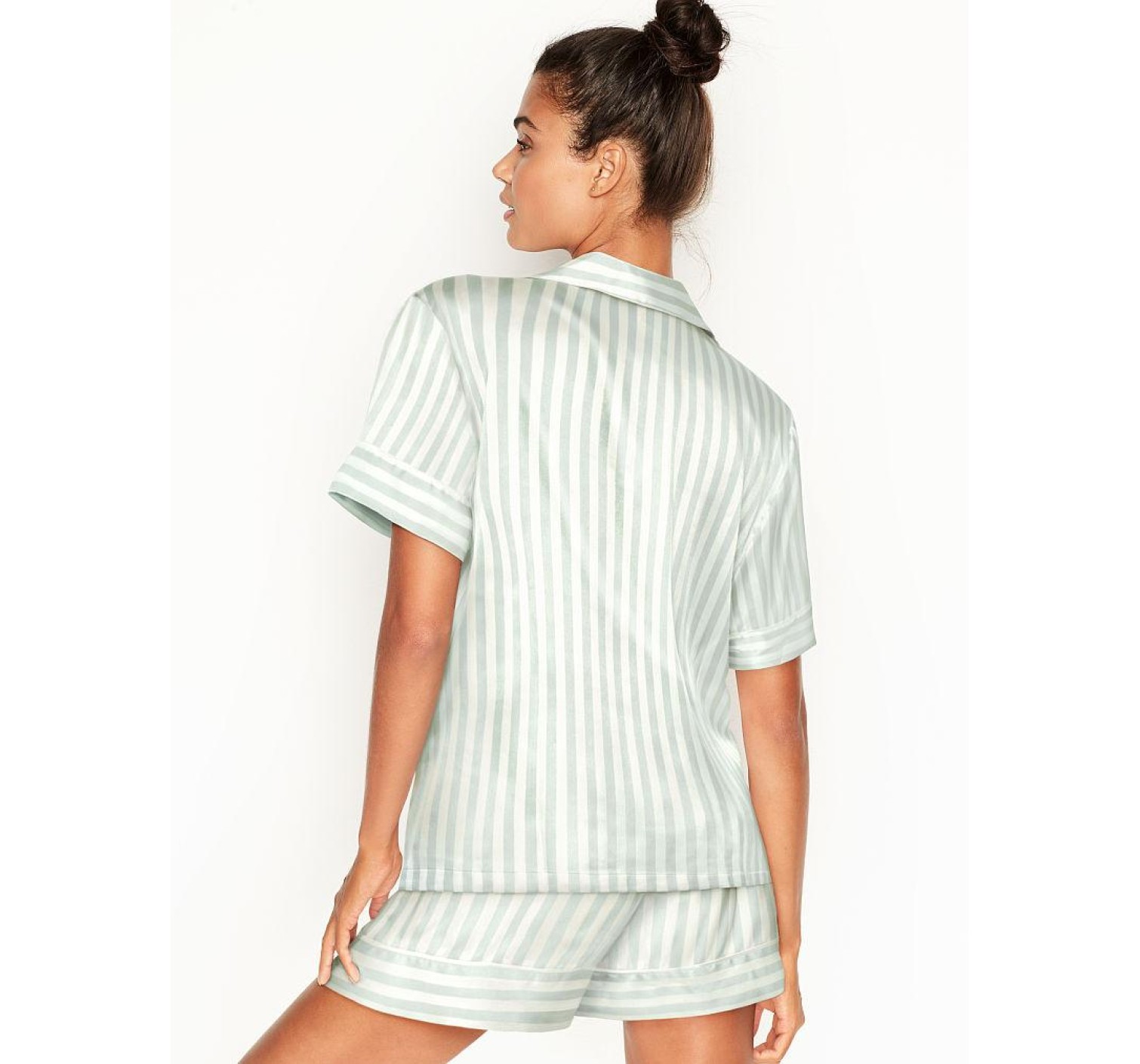 Сатинова піжама VS The Satin Short PJ Set Blue Stripe