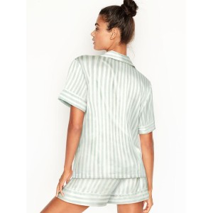 Сатинова піжама VS The Satin Short PJ Set Blue Stripe